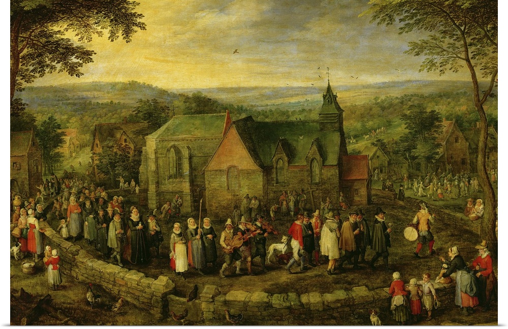 XIR279294 Country Life with a Wedding Scene (oil on canvas)  by Brueghel, Jan the Elder (1568-1625); 84x126 cm; Prado, Mad...