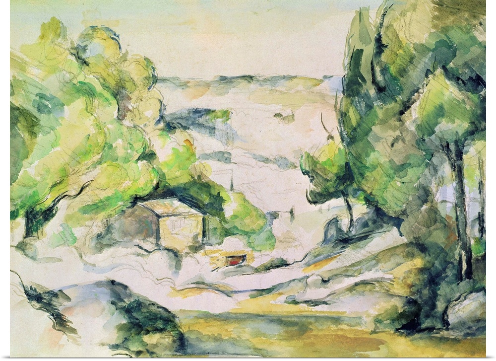 XIR62364 Countryside in Provence (w/c on paper)  by Cezanne, Paul (1839-1906); watercolour on paper; Kunsthaus, Zurich, Sw...
