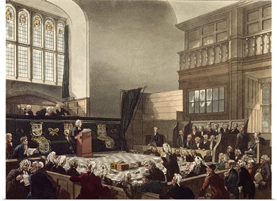 Court of Exchequer, Westminster Hall, from 'The Microcosm of London', 1808