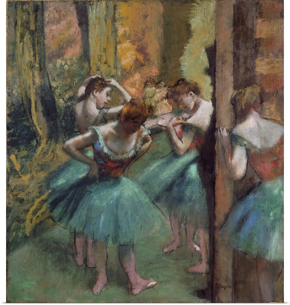 Dancers In Pink And Green