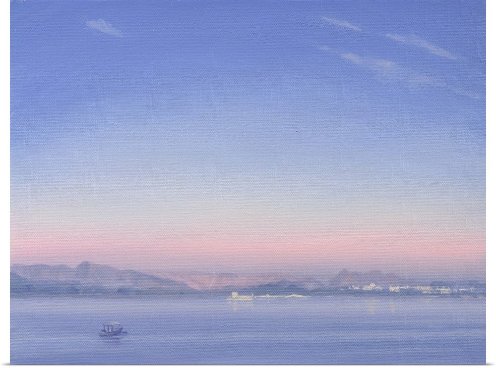 DKH269884 Dawn over Lake Piccola (oil on canvas) by Hare, Derek (b.1945); 45.7x35.6 cm; Private Collection;  Derek Hare. A...