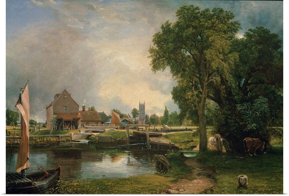 BAL8312 Dedham Lock and Mill, 1820 (oil on canvas)  by Constable, John (1776-1837); 53.7x76.2 cm; Victoria