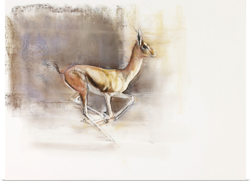 Contemporary wildlife painting of a galloping gazelle.