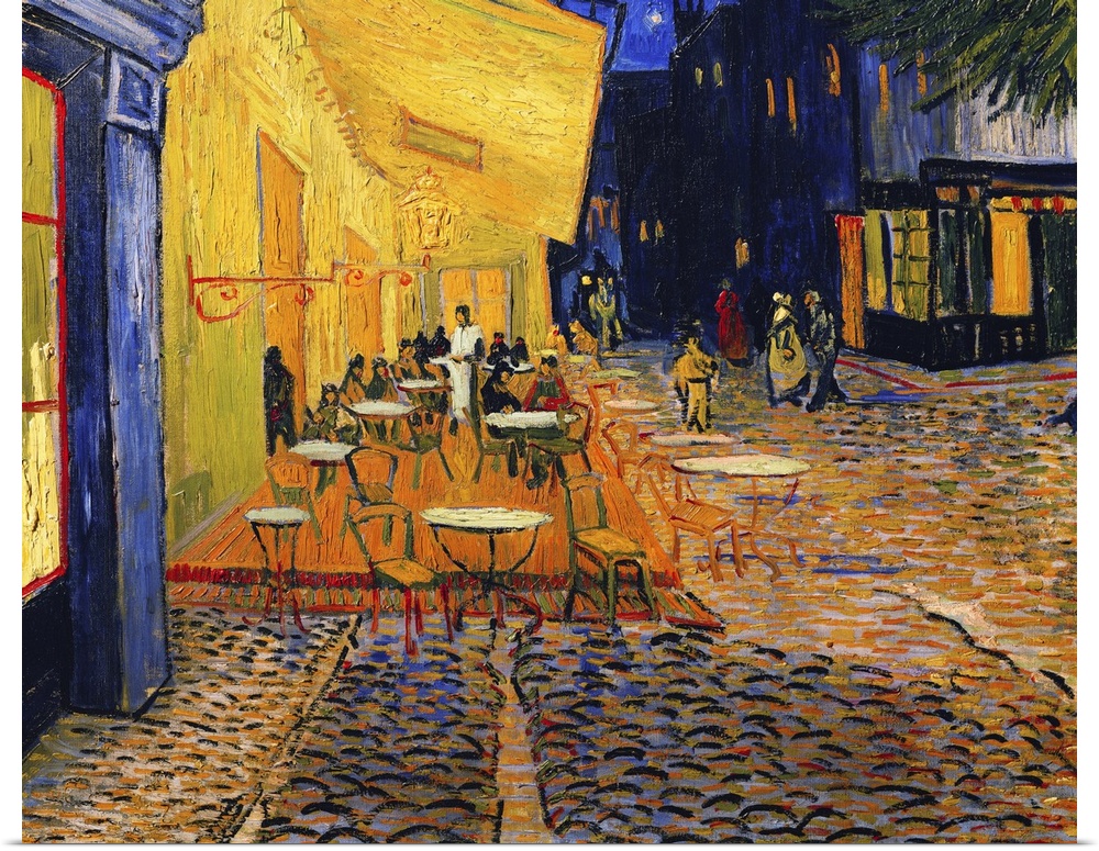 Detail of Cafe Terrace, Place du Forum, Arles, 1888. Originally oil on canvas.