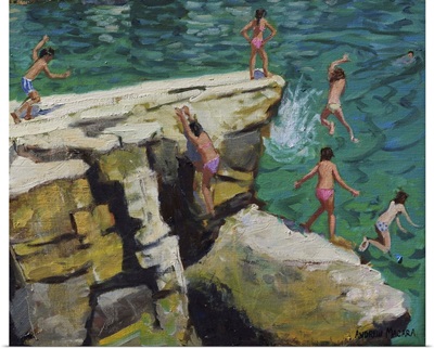 Detail Of Jumping Into The Sea, Plates, Skiathos, 2015