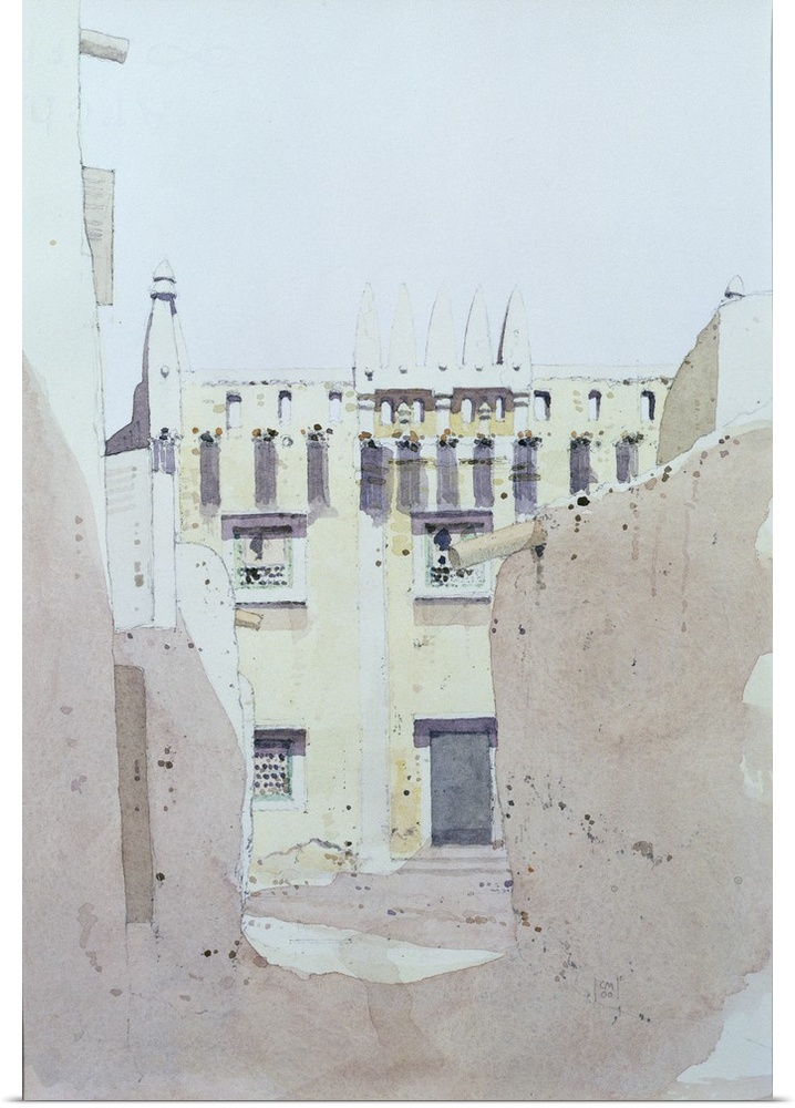 Contemporary painting of a mosque in Djenne, Mali.