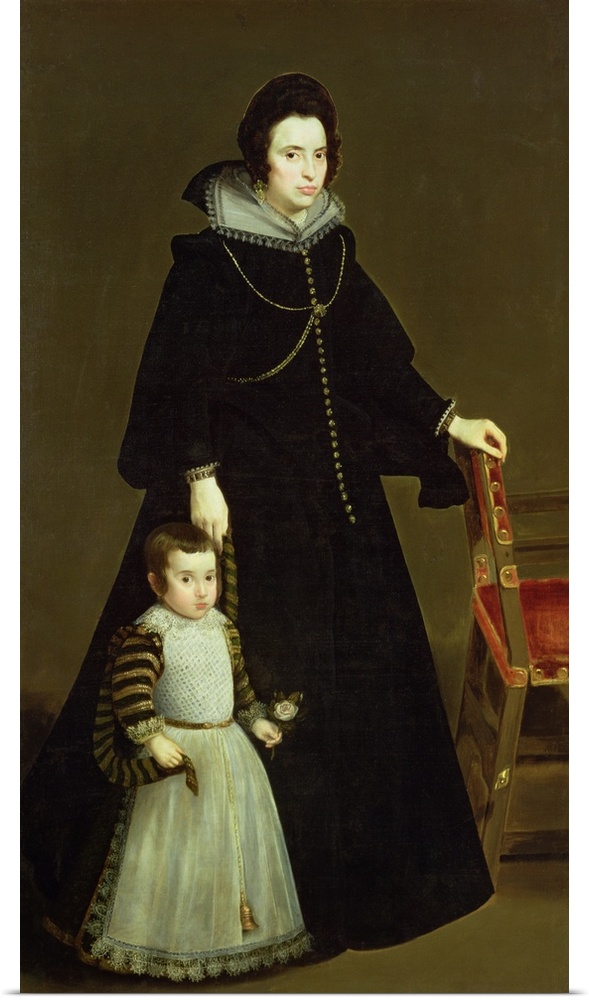 XIR61305 Dona Antonia de Ipenarrieta y Galdos (1599-1635) and her Son, c.1631 (oil on canvas)  by Velazquez, Diego Rodrigu...