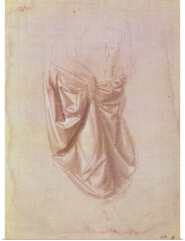 XIR161991 Drapery study (gouache on canvas) by Vinci, Leonardo da (1452-1519); Musee des Beaux-Arts, Rennes, France; Girau...