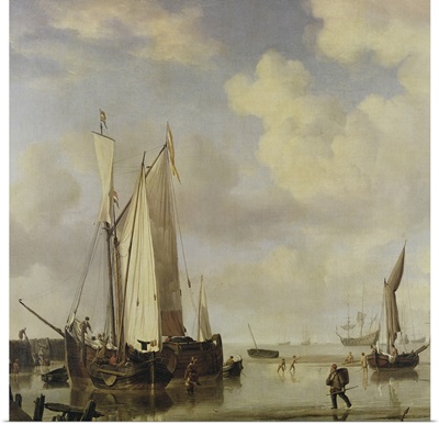 Dutch Vessels Inshore and Men Bathing, 1661