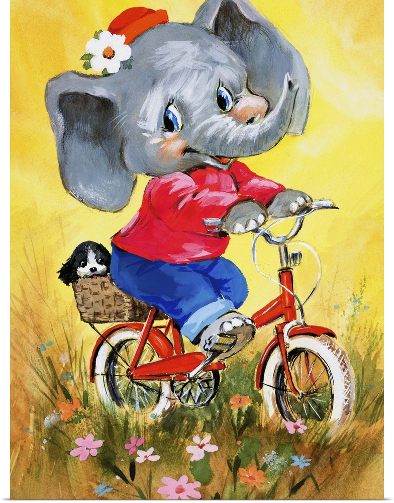 Elephant on a bicycle.
