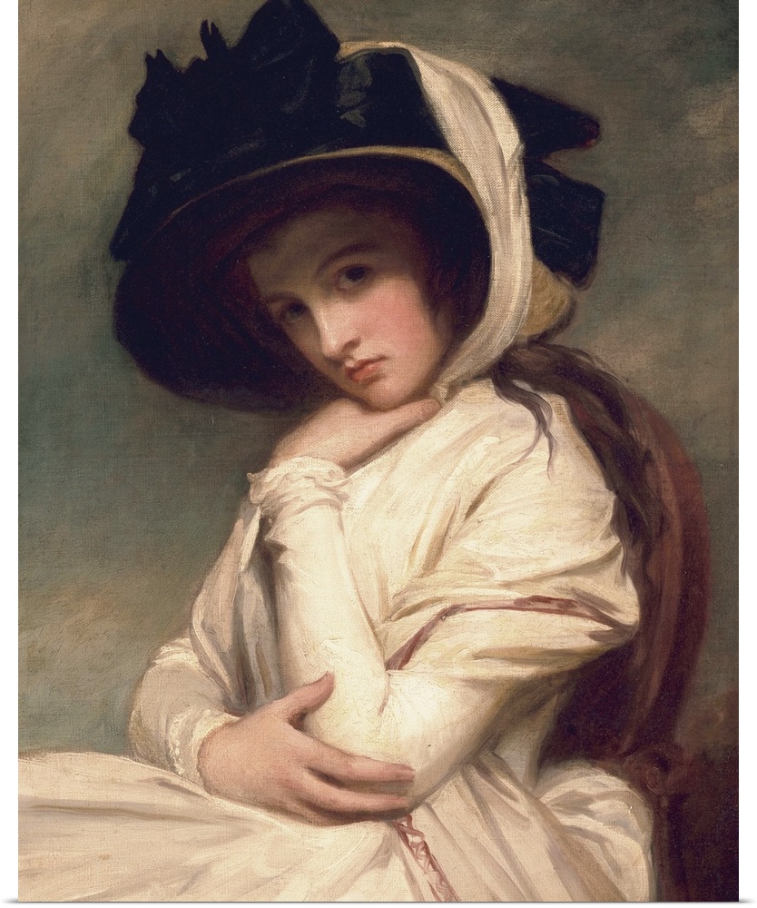 HEH416343 Emma Hart, later Lady Hamilton, in a straw hat, c.1782-94 (oil on canvas)  by Romney, George (1734-1802); 76.2x6...