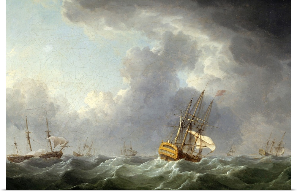 English Ships Running Before a Gale (oil on canvas) by Brooking, Charles (1723-59) Yale Center for British Art, Paul Mello...