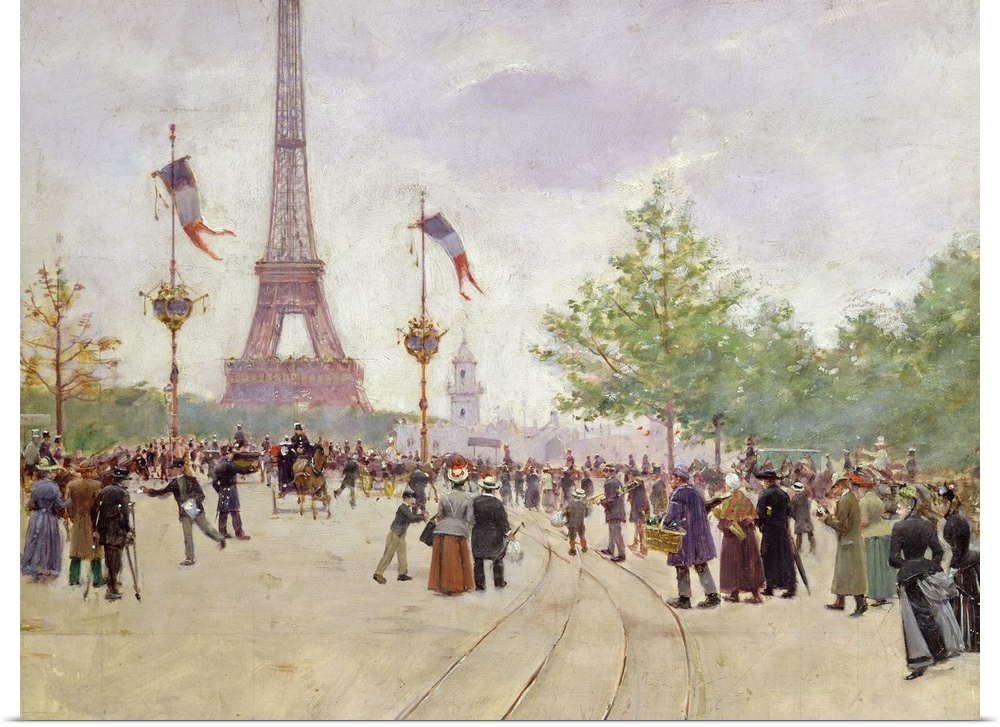 XIR10263 Entrance to the Exposition Universelle, 1889 (oil on canvas)  by Beraud, Jean (1849-1935); 30x40 cm; Musee de la ...