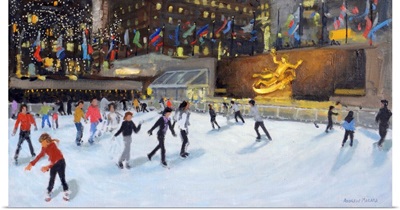Evening,Rockerfeller Ice Rink,New York, (oil on canvas)