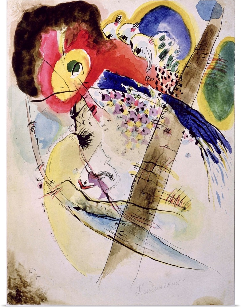 Exotic Birds, 1915 (originally w/c on paper) by Kandinsky, Wassily (1866-1944)