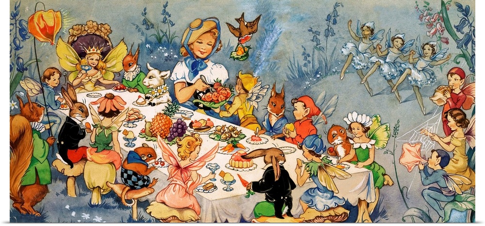 Fairy tea party.  Original artwork for "Playhour."