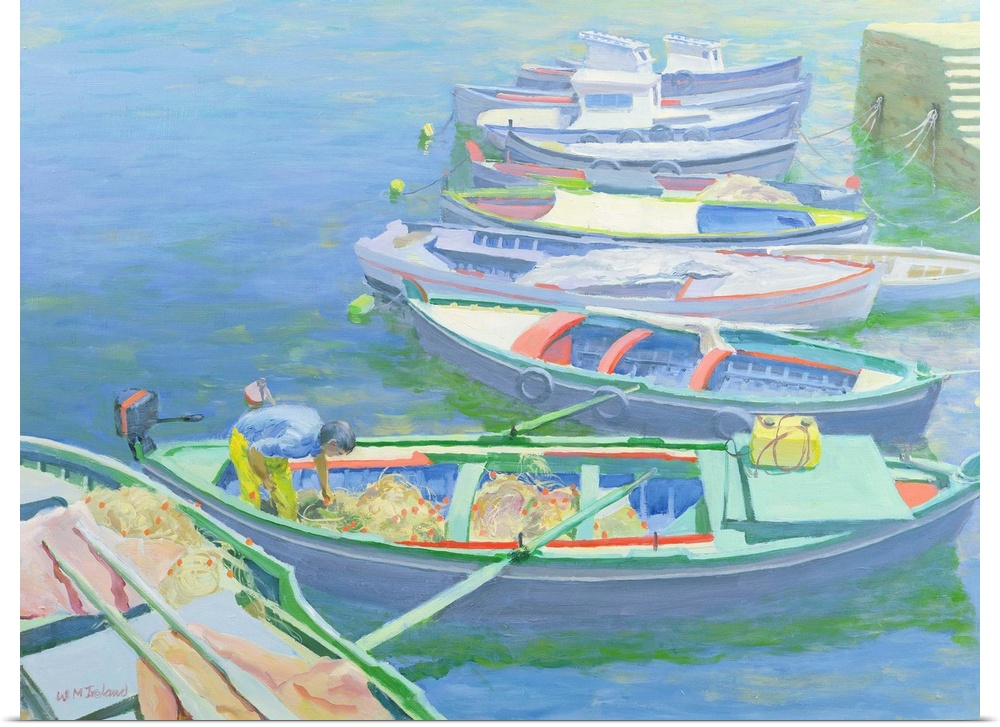 Fishing Boats, originally oil on board.