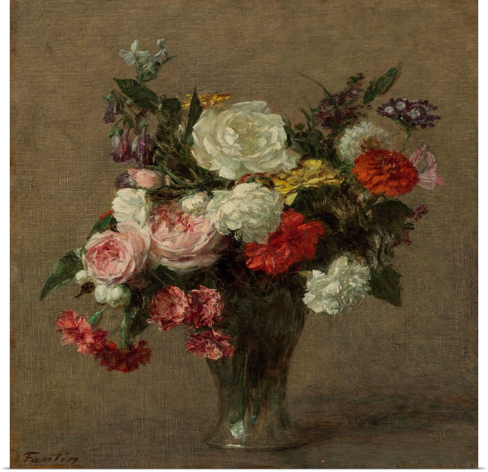 CH991340 Flower Bouquet, 1900 (oil on canvas) by Fantin-Latour, Ignace Henri Jean (1836-1904); 42.2x38.1 cm; Private Colle...