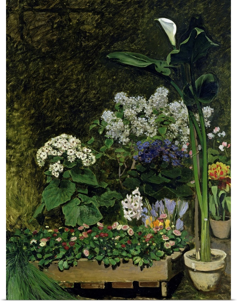 Flowers in a Greenhouse, 1864 (oil on canvas)  by Renoir, Pierre Auguste (1841-1919); Hamburger Kunsthalle, Hamburg, Germa...