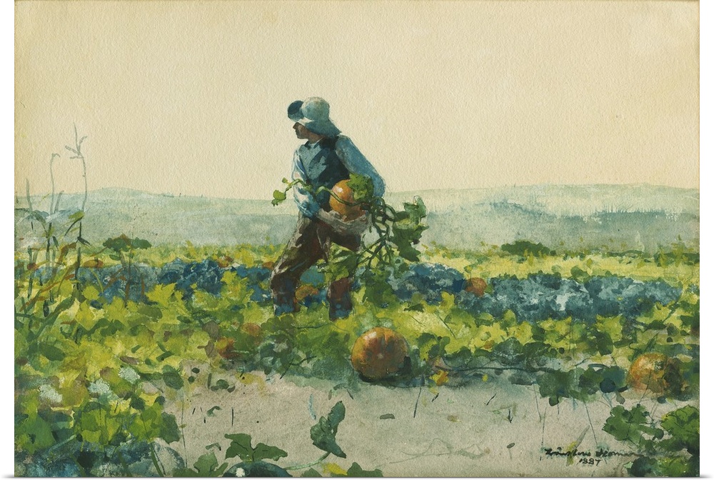 For to Be a Farmer's Boy, 1887, transparent and opaque watercolor, with rewetting, blotting, and scraping, heightened with...