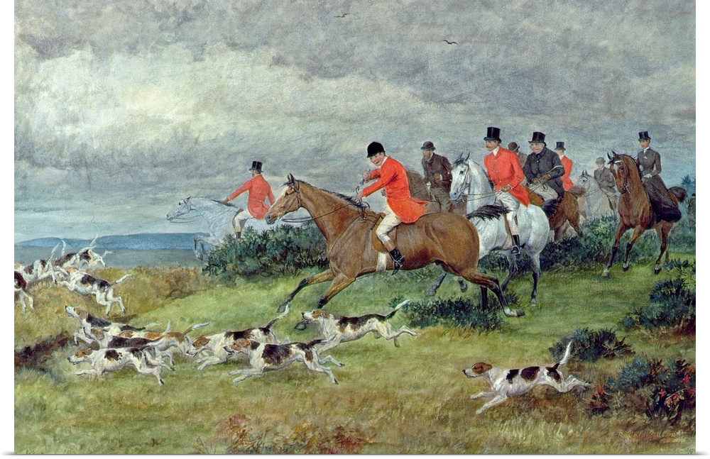 BAL25671 Fox Hunting in Surrey, 19th century (watercolour)  by Caldecott, Randolph (1846-86); Victoria