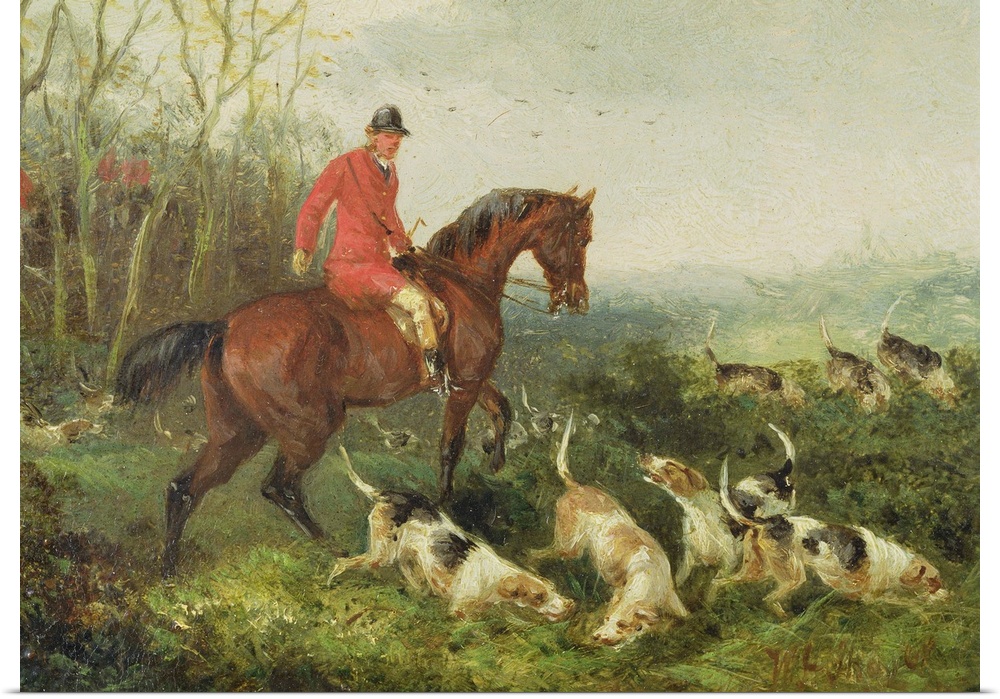 XYC158520 Foxhunting: At Cover (oil on millboard) by Shayer, William Joseph (1811-92)