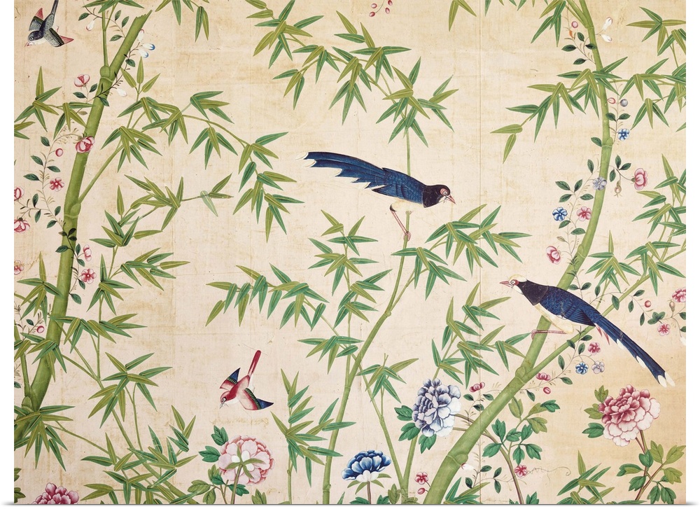 Fragment of wallpaper, late 18th - early 19th century or later (w/c on paper)