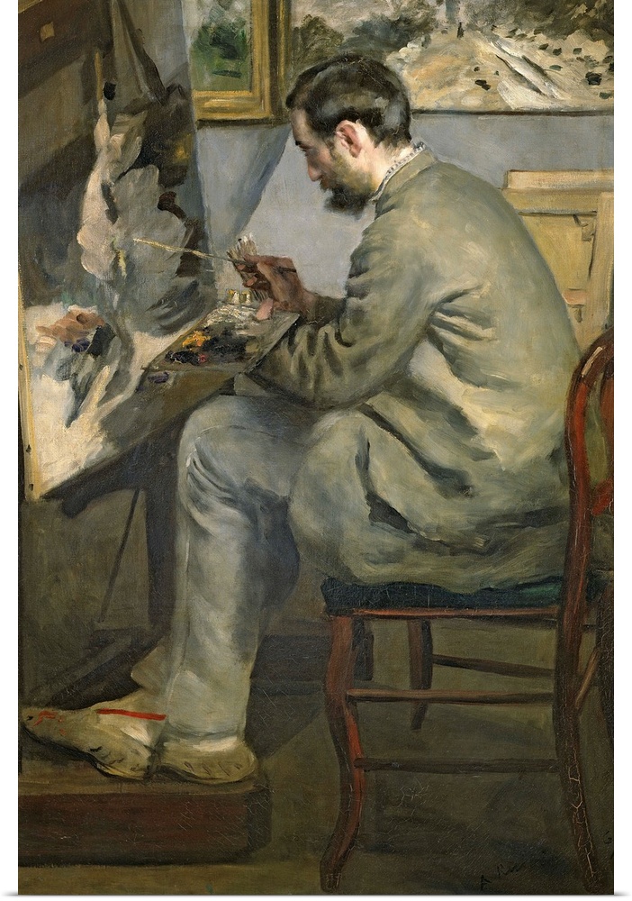 XIR28936 Frederic Bazille at his Easel, 1867 (oil on canvas)  by Renoir, Pierre Auguste (1841-1919); 105x73.5 cm; Musee d'...