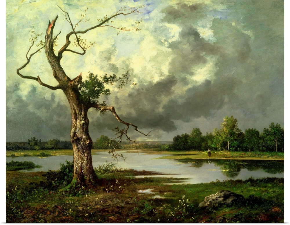 BAL20740 French River Landscape; by Richet, Leon (1847-1907); oil on canvas; Private Collection; French, out of copyright