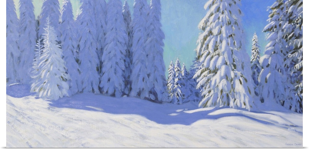 Fresh Snow, Morzine, France, 2015, oil on canvas.  By Andrew Macara.