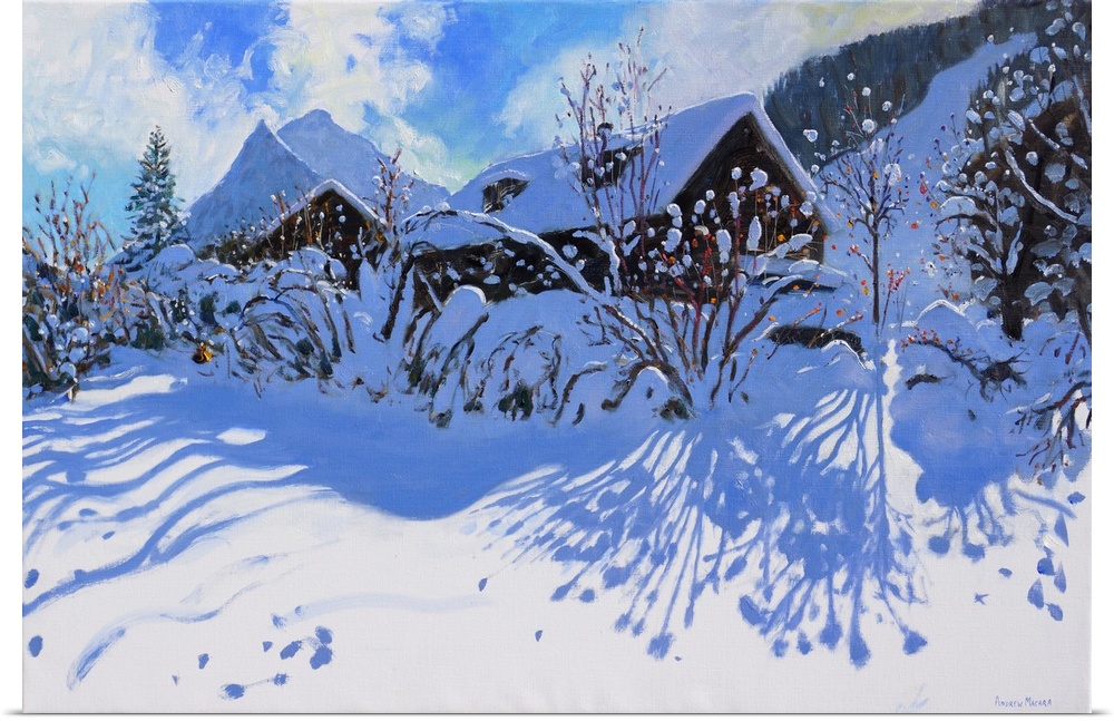 Fresh snow, Morzine Village, 2015, oil on canvas.