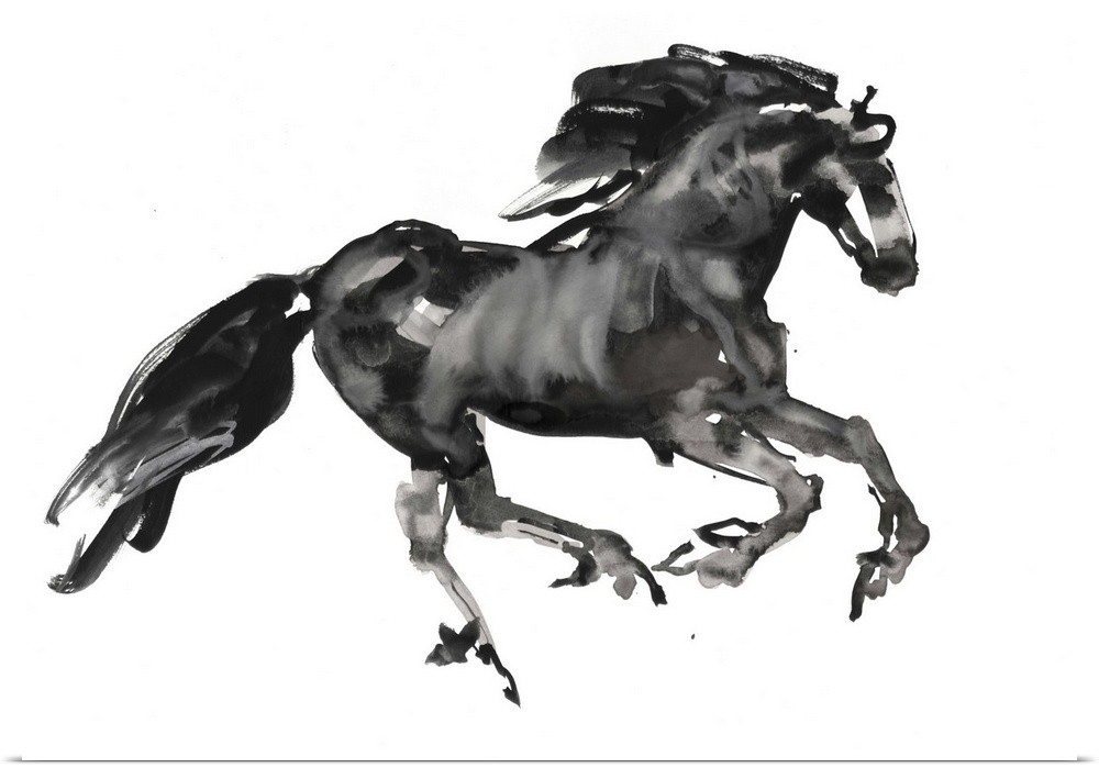 Gallop, 2015, (ink and watercolour on paper) by Mark Adlington.