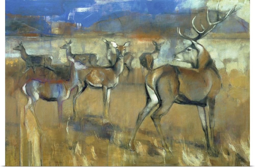 Gathering Deer, 1998 (Originally mixed media and collage on paper)