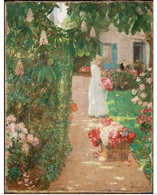 Gathering Flowers In A French Garden