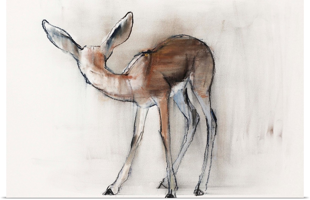 Contemporary wildlife painting of a young gazelle fawn.