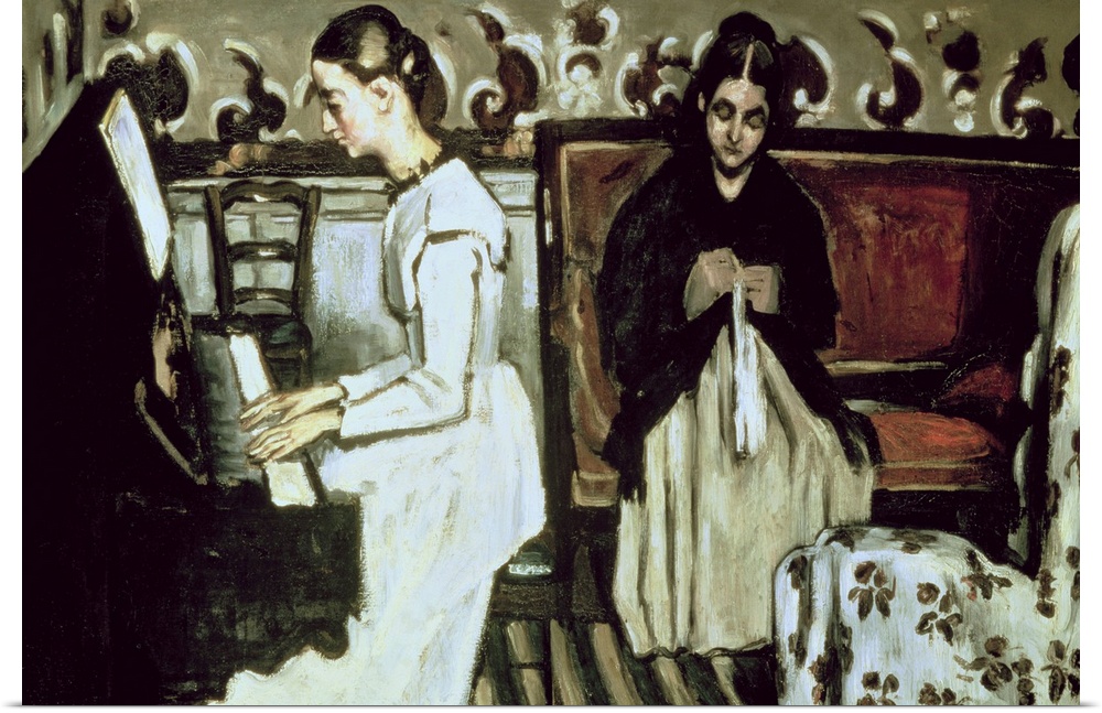 BAL66754 Girl at the Piano (Overture to Tannhauser), 1868-69 (oil on canvas)  by Cezanne, Paul (1839-1906); 57x92 cm; Herm...