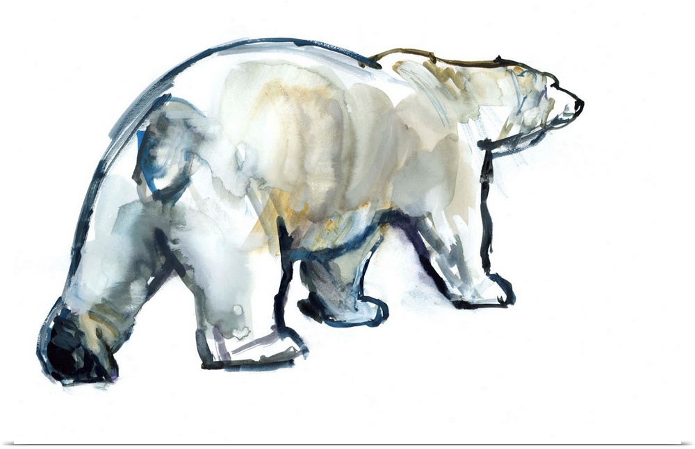 Contemporary artwork of a polar bear against a white background.