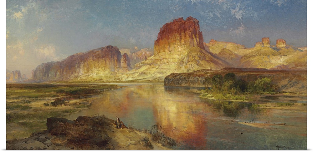 CH387958 Green River of Wyoming, 1878 (oil on canvas) by Moran, Thomas (1837-1926); 63.5x121.9 cm; Private Collection; (ad...