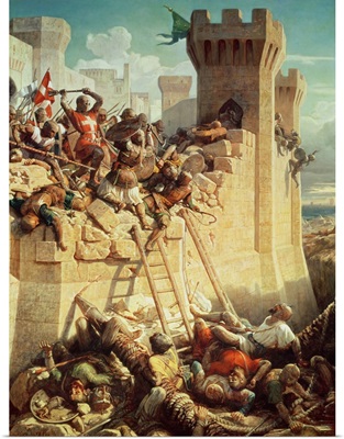 Guillaume de Clermont defending Ptolemais (Acre) in 1291, 1845
