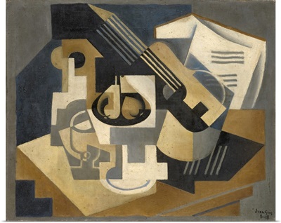 Guitar And Fruit Bowl On A Table, 1918