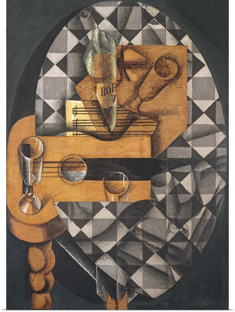 Guitar, Bottle, and Glass, 1914