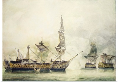 H.M.S. Victory at the Battle of Trafalgar, 1805,