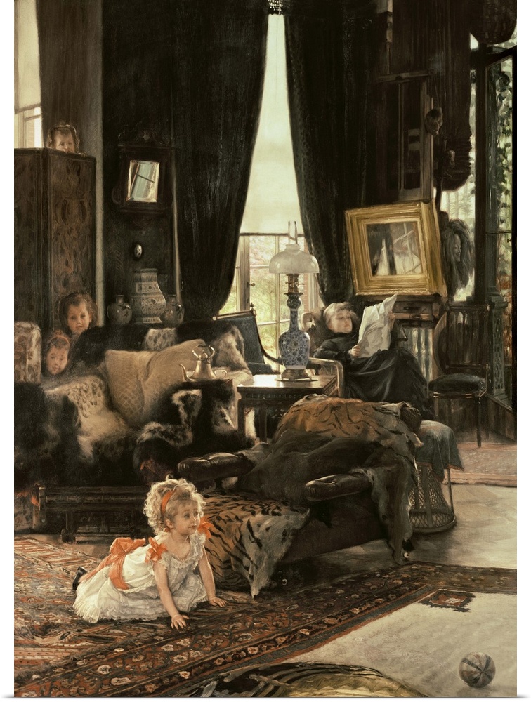BAL4975 Hide and Seek, c.1880-82 (panel)  by Tissot, James Jacques Joseph (1836-1902); oil on panel; 75.9x60.3 cm; Nationa...