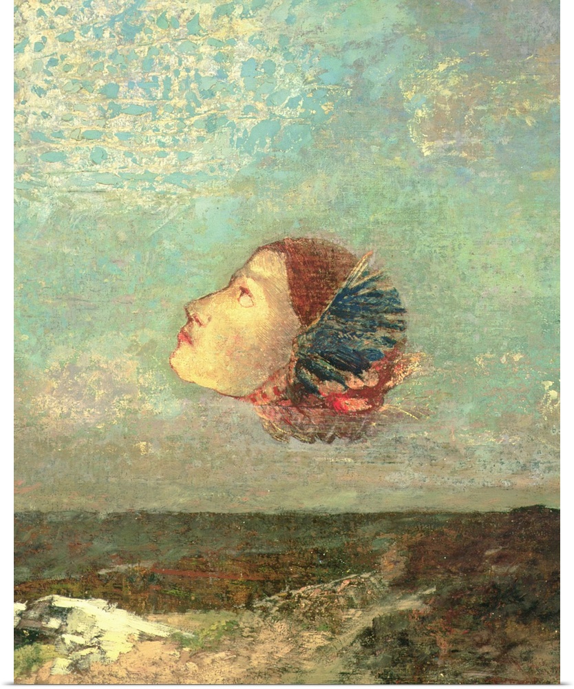 XKH150631 Homage to Goya, c.1895 (oil on card mounted on canvas); by Redon, Odilon (1840-1916)