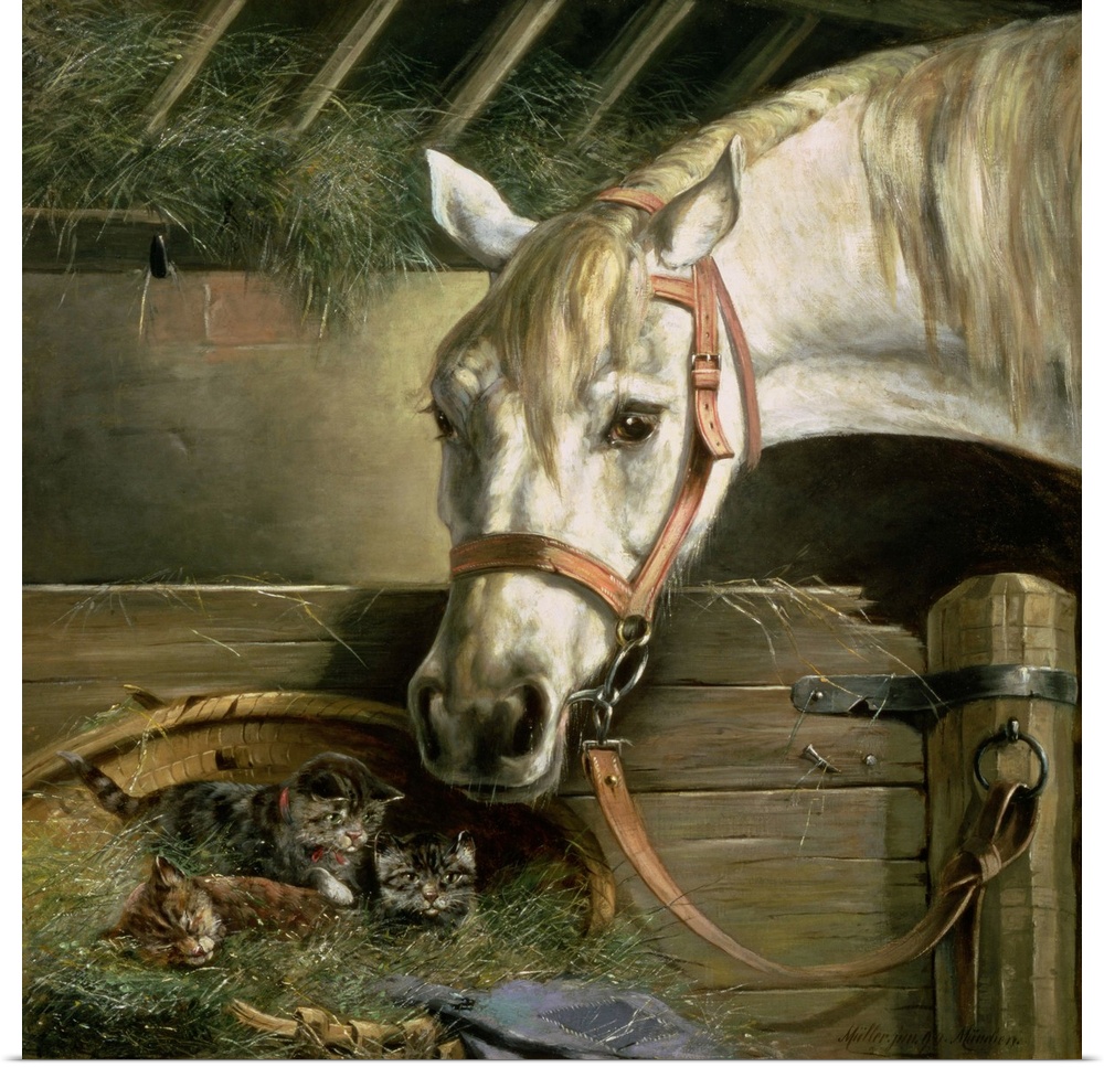 Horse and kittens, 1890