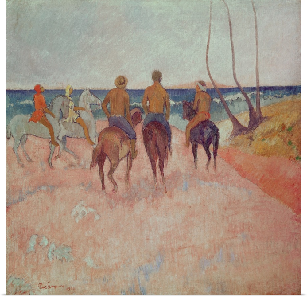 XIR142153 Horseman on the Beach (Hiva Hoa) 1902 (oil on canvas)  by Gauguin, Paul (1848-1903); 65.6x76 cm; Museum Folkwang...