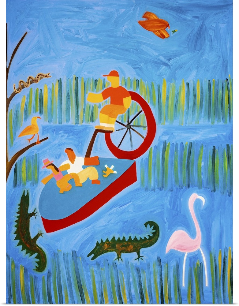 In Florida, with the crocodiles, 2001. Originally oil on linen.