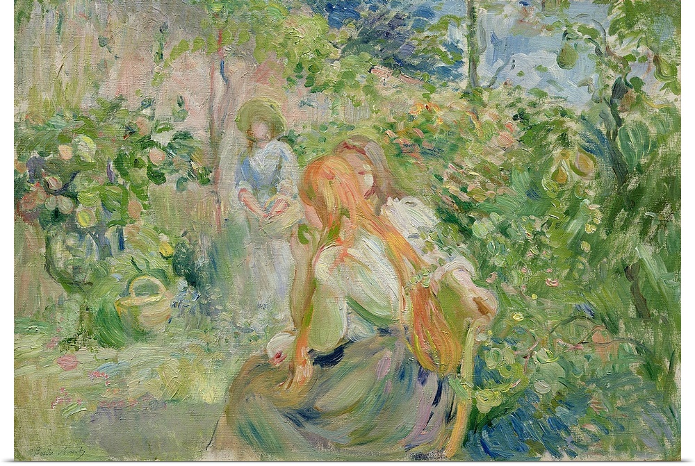 XIR179374 In the Garden at Roche-Plate, 1894 (oil on canvas); by Morisot, Berthe (1841-95); 38x55 cm; Private Collection; ...