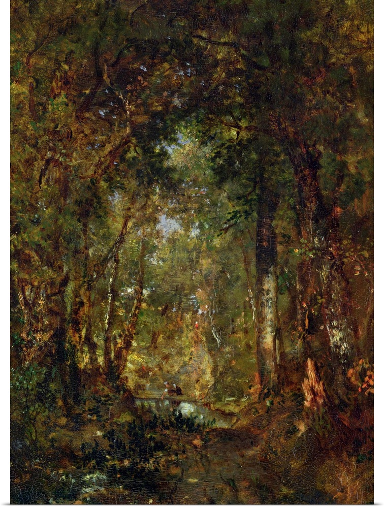 XKH147976 In the Wood at Fontainebleau (oil on panel) by Rousseau, Theodore (1812-67); 40.5x30 cm; Hamburger Kunsthalle, H...