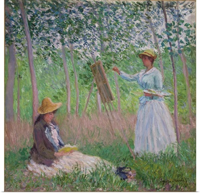 In the Woods at Giverny: Blanche Hoschede at her easel with Suzanne Hoschede reading